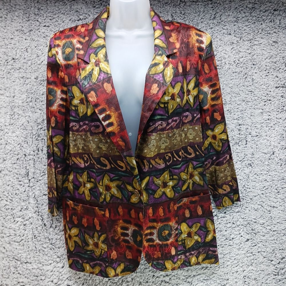 Danielle B. Vintage 1980's Women's Medium Geo Floral Printed Jacket. Lined.... - Picture 15 of 15